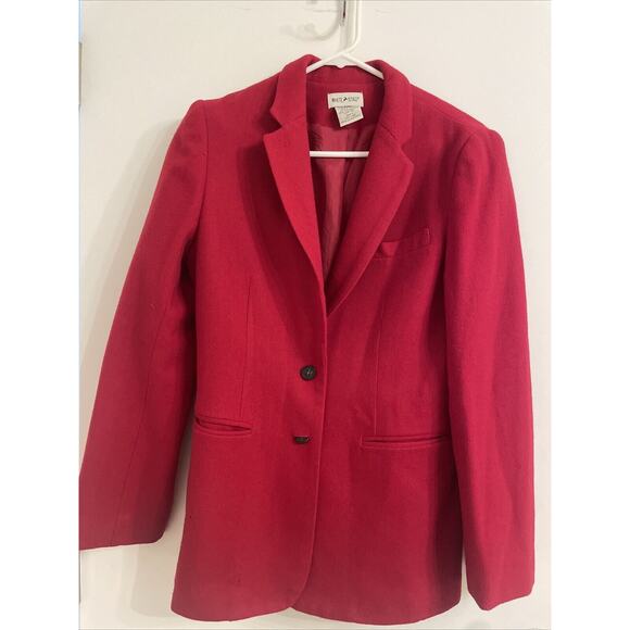 Vintage White Stag Wool Blazer Women’s 6 Red Button‎ Collar Shoulder Pads jacket - Picture 1 of 10